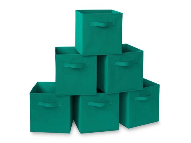 Casafield Set Of 6 Collapsible Fabric Cube Storage Bins Teal 11