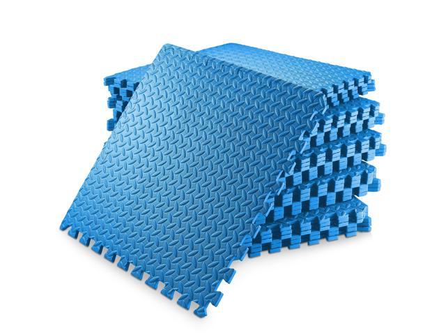 Philosophy Gym Pack of 30 Exercise Flooring Mats - 24 x 24 Inch Foam Rubber  Interlocking Puzzle Floor Tiles - Blue