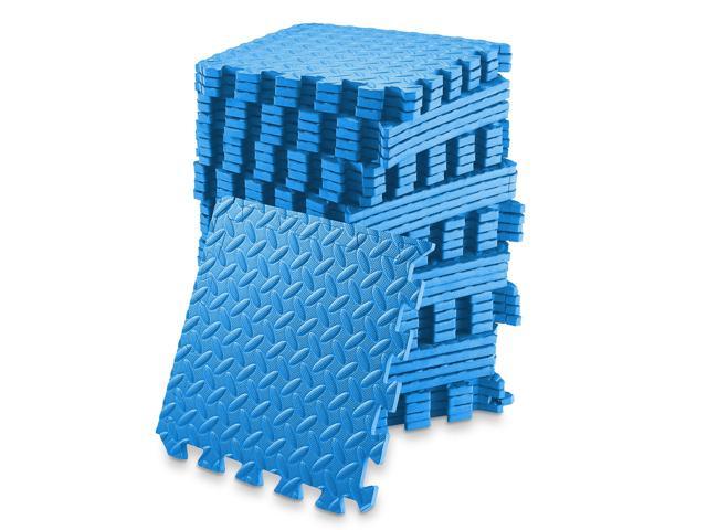 Philosophy Gym Pack of 30 Exercise Flooring Mats - 24 x 24 Inch Foam Rubber  Interlocking Puzzle Floor Tiles - Blue