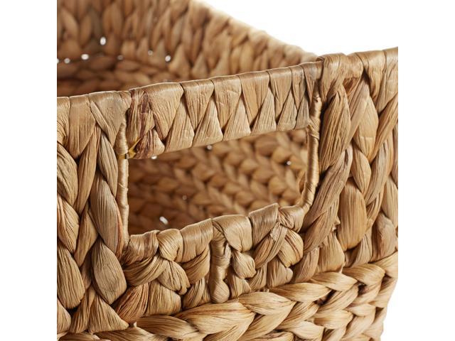 Casafield Round Storage Basket with Lid, Handwoven Water Hyacinth