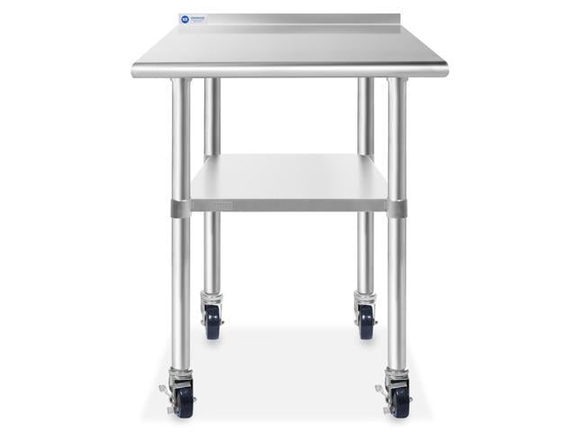 Gridmann Nsf Stainless Steel Commercial Kitchen Prep And Work Table W Backsplash Plus 4 Casters