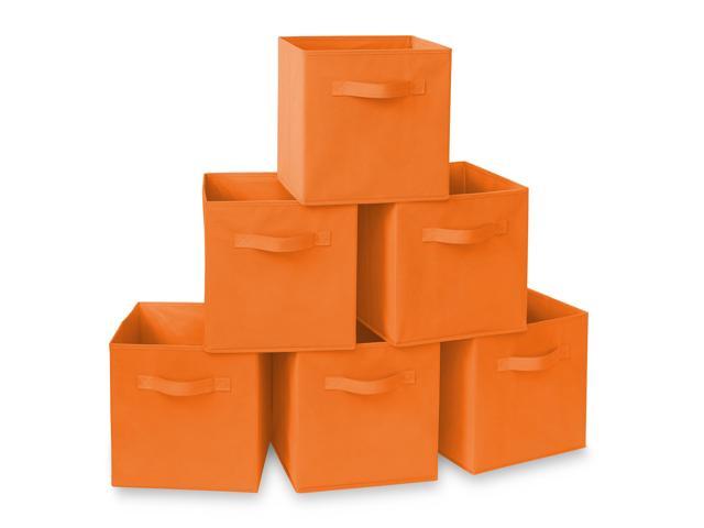 Casafield Set of 6 Collapsible Fabric Cube Storage Bins, Orange - 11 ...