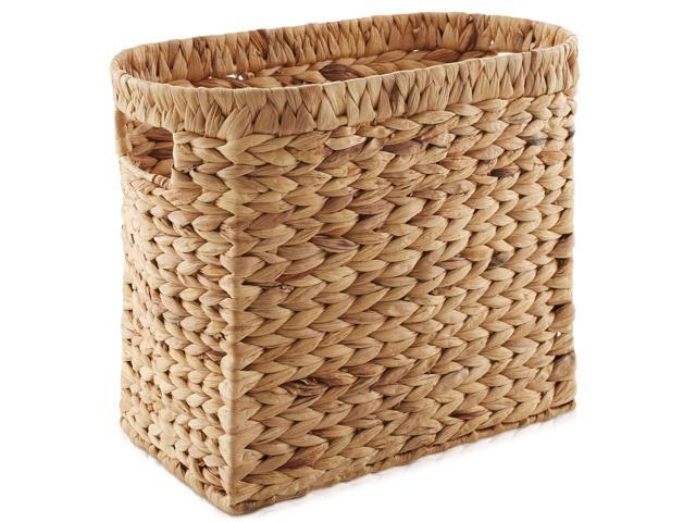 Hand-Woven Magazine Basket, Natural Water Hyacinth Magazine File Holder