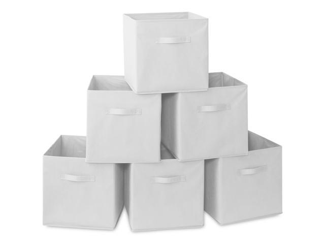 Casafield Set of 6 Collapsible Fabric Cube Storage Bins, White - 13 ...