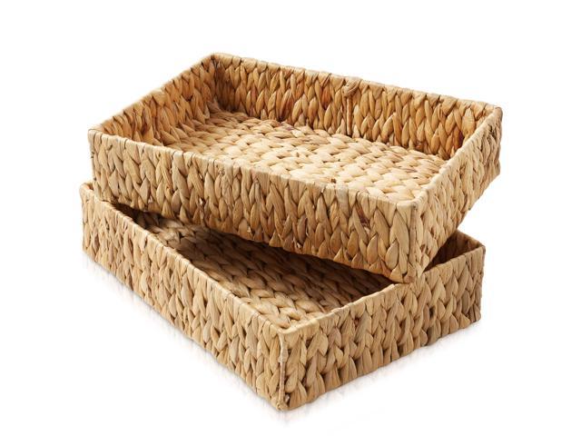 Casafield Set Of Bathroom Storage Baskets Natural Water Hyacinth W X D X