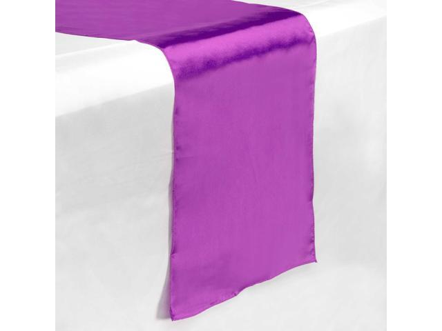 Lann's Linens - 5 Satin 12" x 108" Dining Room Table Runners for Wedding, Reception or Party - Purple