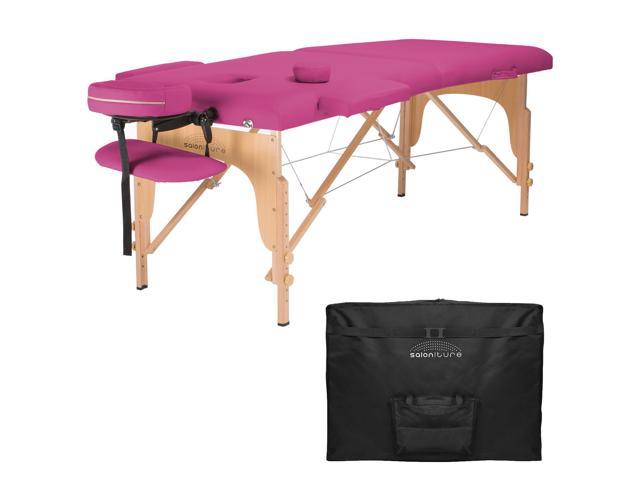 Saloniture Professional Portable Folding Massage Table With Carrying Case Hot Pink 9253