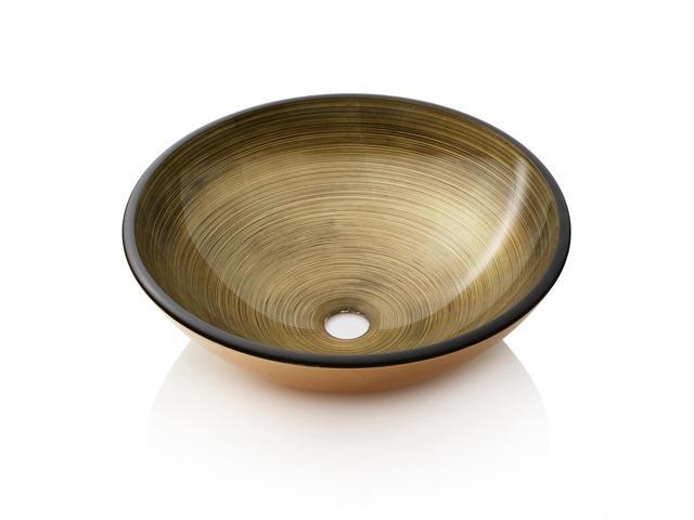 Miligore Modern Gl Vessel Sink Above Counter Bathroom Vanity Basin Bowl Round Gold Foil Leaf Miligore Modern Gl Vessel Sink Above Counter Bathroom Vanity Basin Bowl Round Gold Foil Leaf