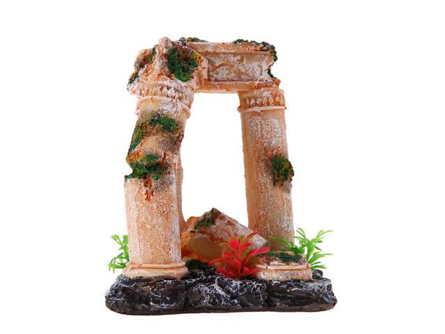 Unique Fish Tank Ornaments Diy Artificial Column Temple Ruin