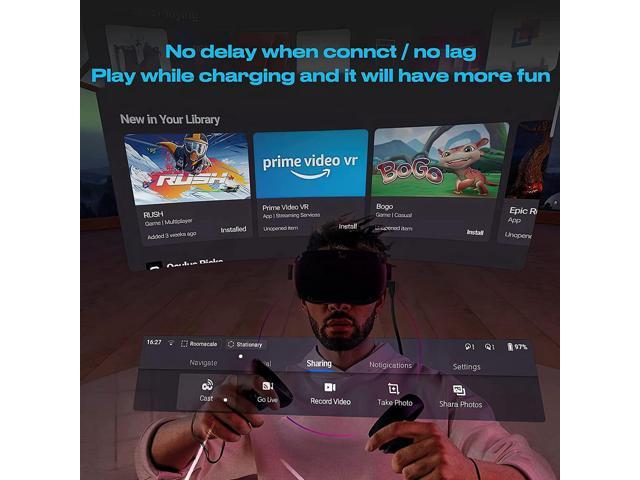 Quest Pro Compatible Link Cable 16ft Link Cable For Meta Quest 3/3S/2/Pro - Enables PC VR & Charging While Playing Braided VR Cable For Steam VR Quest Pro Compatible Link Cable 16ft Link Cable For Meta Quest 3/3S/2/Pro - Enables PC VR & Charging While Playing Braided VR Cable For Steam VR