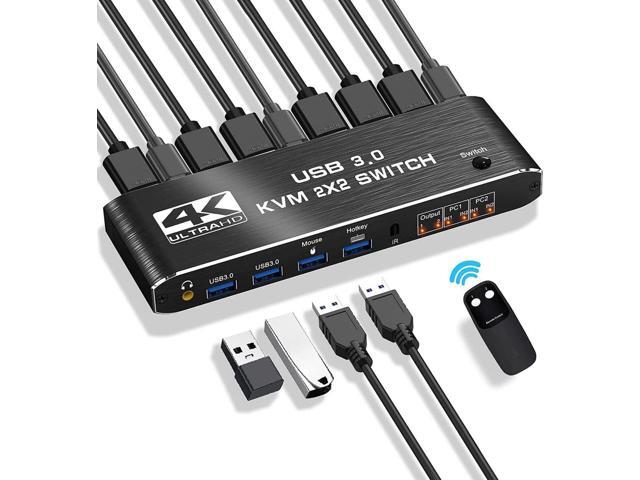 USB 3.0 2x2 KVM Switch 2 Monitors 2 Computers, USB3.0 HDMI KVM Switch ...