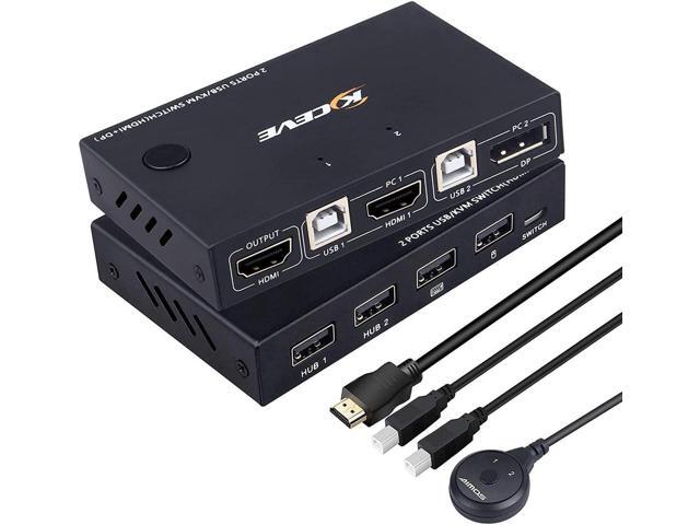 Displayport HDMI KVM Switch, DP+HDMI 2 Port KVM Switch, HDMI and ...