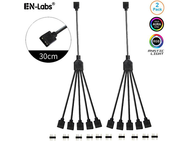 2 Pack 1-to-5 3 Pins Addressable RGB Splitter Y Cable,LED Strip RGB ...