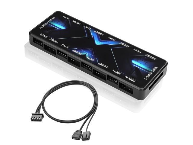 ARGB PWM Controller Hub 12V 4Pin PWM & 5V 3Pin ARGB with SATA Power 2 ...