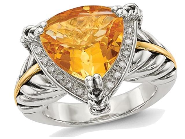 4 30 Carat Ctw Trillion Cut Citrine Ring In Sterling Silver With 4 30 Carat Ctw Trillion Cut Citrine