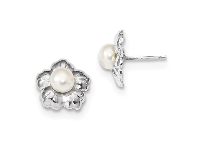 14K Yellow Gold 5-6mm White Button FWC Pearl Earring and Pendant Set