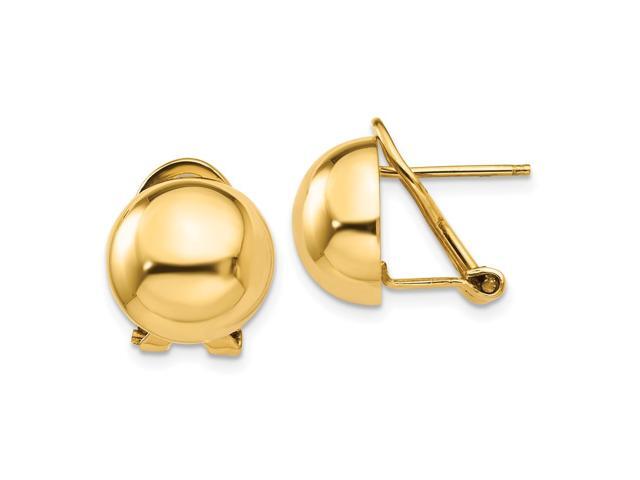 14k 10.50mm Hollow Half Ball Earrings in 14k Yellow Gold