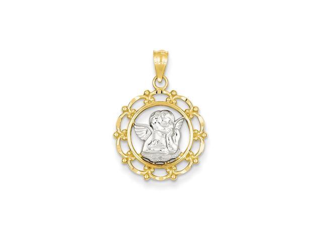 14k Rhodium Plated Yellow Gold W Angel Pendant Newegg Com