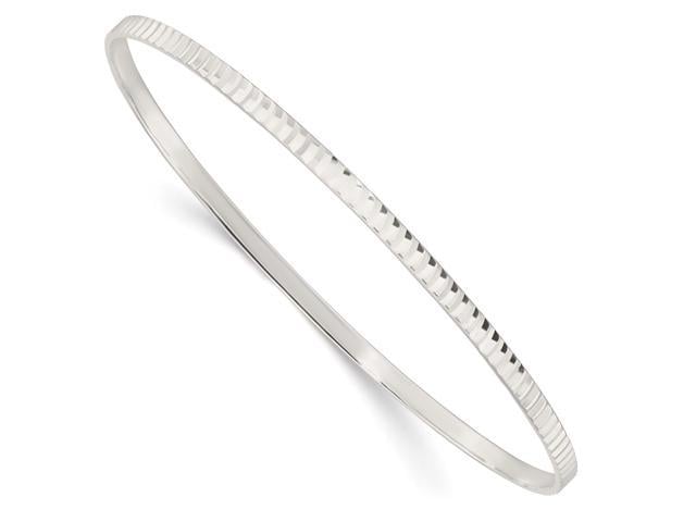 Diamond Cut Round Slip-on Bangle Bracelet Black Rhodium Clad Sterling Silver 