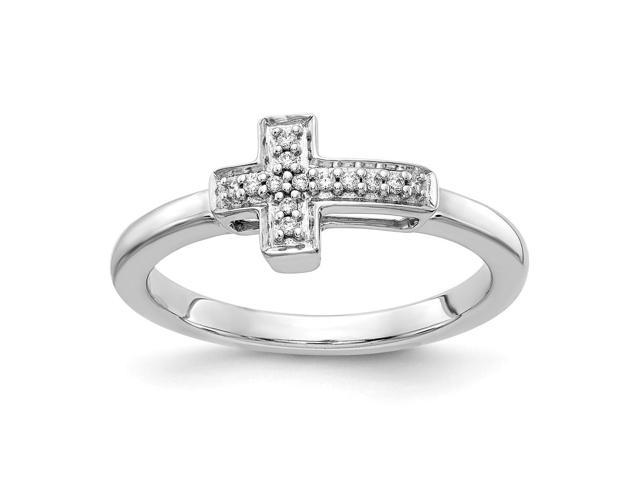 14K White Gold Diamond Cross Ring (0.05Cttw) - Newegg.com