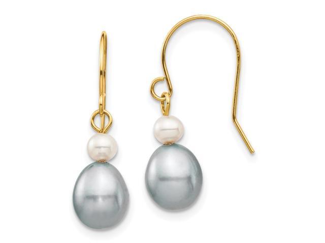 14k Yellow Gold 4 7mm White Grey Round Rice Fw Cultured Pearl Dangle Earrings 14k Yellow Gold 4 7mm White Grey Round Rice Fw Cultured Pearl Dangle Earrings