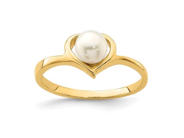 14k Yellow Gold Freshwater Cultured Pearl Heart Ring