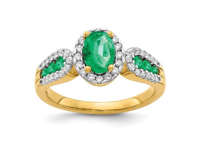 14K Yellow Gold Plated Diamond & Emerald Ring - Newegg.com