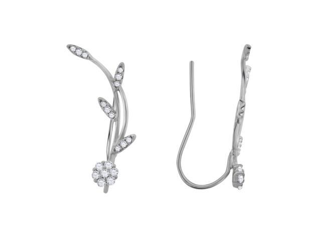 925 Sterling Silver Womens Round Cubic Zirconia CZ Stud Flower Cluster Fashion Earrings