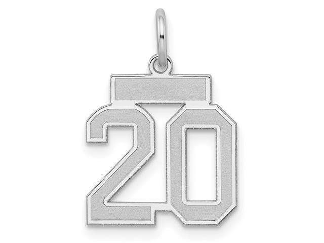 Sterling Silver Small Satin Number 20 Charm Pendant 