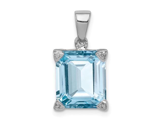 Sterling Silver Rhodium-plated Light Swiss Blue Topaz Pear-shaped Pendant