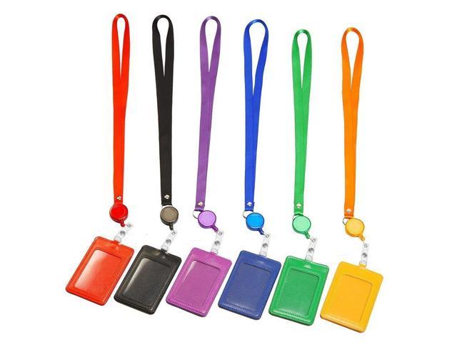 5 x Plastic Business ID Badge Card Vertical Holders with Neck Strap Lanyard TW