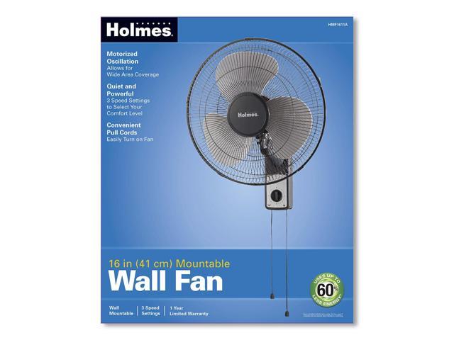 Black Holmes 16" Wall Mount Fan Metal 3-Speed 