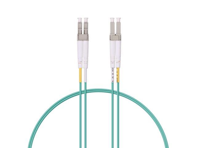 Fiber Patch Cable - LC to LC OM3 10Gb/Gigabit Multi-Mode Jumper Duplex 50/125m LSZH Fiber Optic Cord for SFP Transceiver, Aque, 1-Meter(3.3-ft)