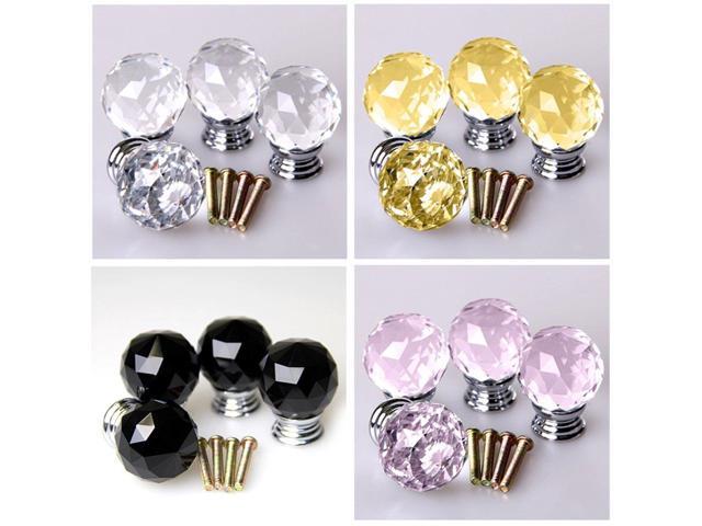 4pcs Set Crystal Glass Acrylic Door Knobs Drawer Cabinet Furniture