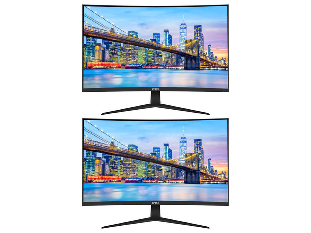 MSI Optix G321CU 32-inch Curved 2160P 4K Ultra HD 144 Hz 1ms LED Backlit LCD Gaming Monitor, 2-Pack bundle, Frameless, Less Blue Light, Night Vision, FreeSync, HDMI, DisplayPort, USB-C