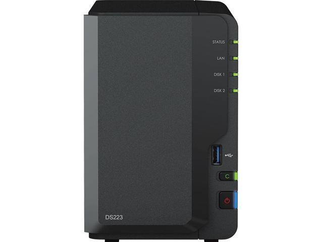 Synology DiskStation DS223 NAS Server with RTD1619B 1.7GHz CPU, 2GB Memory,  16TB HDD Storage, 1 x 1GbE LAN Port, DSM Operating System 