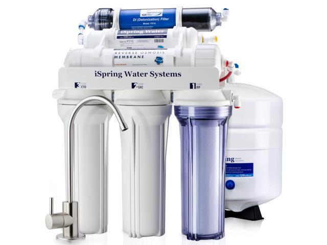 Ispring 75gpd 6 Stage Reverse Osmosis Ro Di Water Filter System Under Sink Ro Filtration With De Ionization Filter Rcc7d Newegg Com