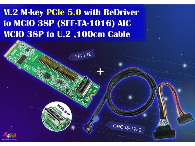 M.2 PCIe 5.0 with ReDriver to MCIO 38P + MCIO 38P (PCIe 5.0) to U.2 ...