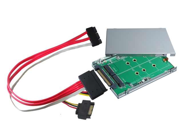 SATA Express to SSD port Adapter with 2.5" Aluminum Enclosure & SATA Express Cable -