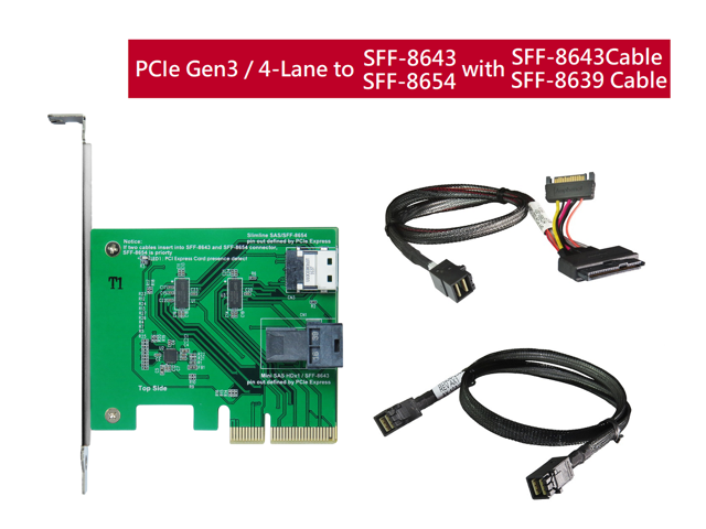 Innocard PCIe x4 to Mini SAS HD & Slimline SAS Adapter with Mini SAS HD ...