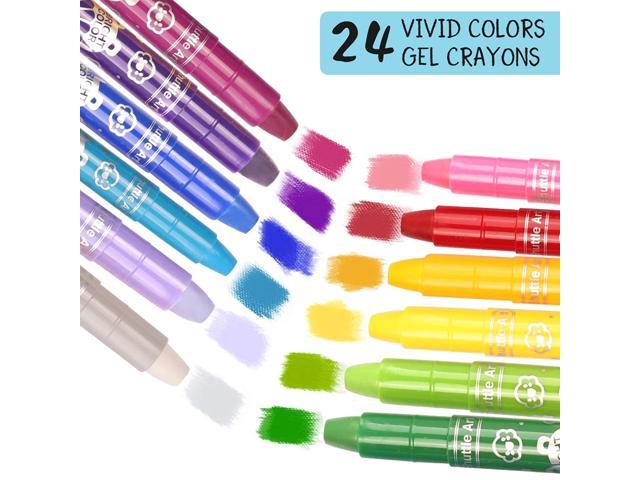 24 Colors Gel Crayons for Toddlers, Shuttle Art Non-Toxic Twistable Crayons  Set for Kids Children Coloring, Crayon-Pastel-Watercolor Effect, Ideal for  Paper 