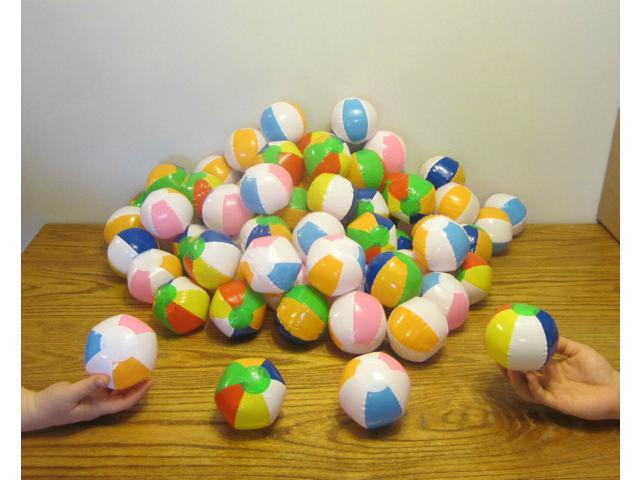 72 NEW MULTI COLORED MINI BEACH BALLS 5" INFLATABLE POOL BEACHBALL PARTY FAVORS 
