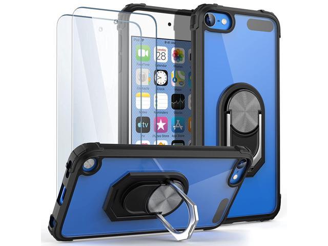 Rugged Hybrid Dual Layer Protection Kickstand Full Cover Case with Video Watching Stand for Apple iPod Touch 7 7th Gen 6 6th Gen 5 5th Gen Blue iPod Touch 7th Generation Case 