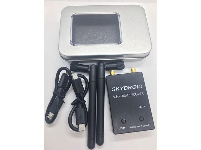 Double Black Skydroid UVC Dual Antenna Control Receiver OTG 5.8G 150CH Full Channel FPV Receiver W/Audio for Android Smartphone 
