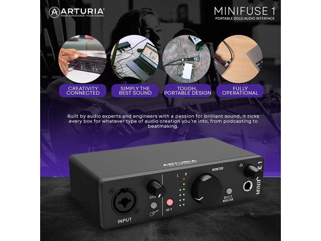 MiniFuse 1 Audio Portable Interface (Black) USB Type-C w/ 48V Phantom  Power, 110dB Dynamic Range plus a Premium Bundle with Microphone,  Headphones and 