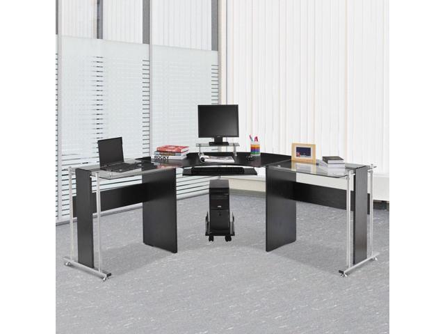 69 L Shaped Coner Computer Laptop Desk W Cpu Stand Home