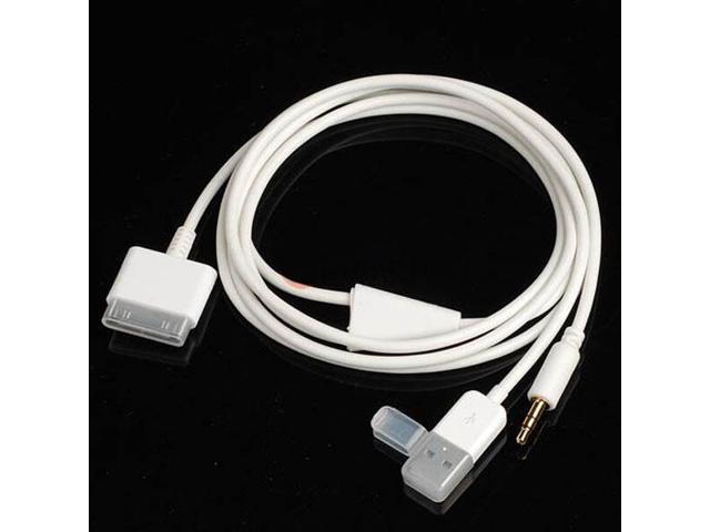 Black 30 pin Dock to USB AUX 3.5mm Audio Cable for iPhone 4 4S 3GS iPod Touch 