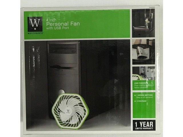 WESTPOINTE 4/" PERSONAL USB POWERED COMPUTER DORM ROOM /& OFFICE CUBICLE DESK FAN