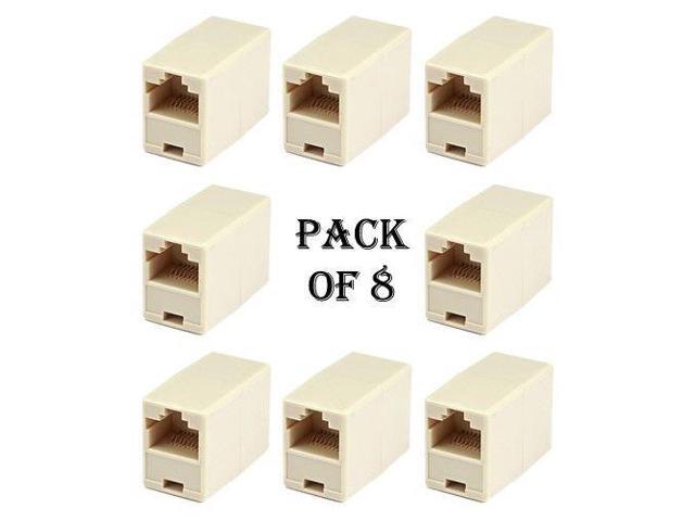 8x RJ45 8P8C Straight Inline Coupler Connector Ethernet Network LAN Cable Beige