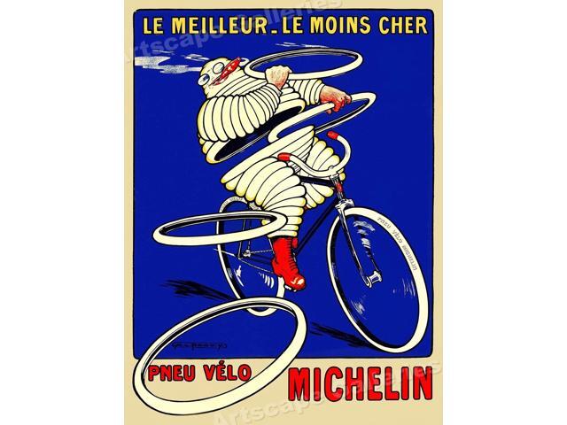 1912 French Bicycle Advertising Poster 18x24 /"Pneu Velo Michelin/"